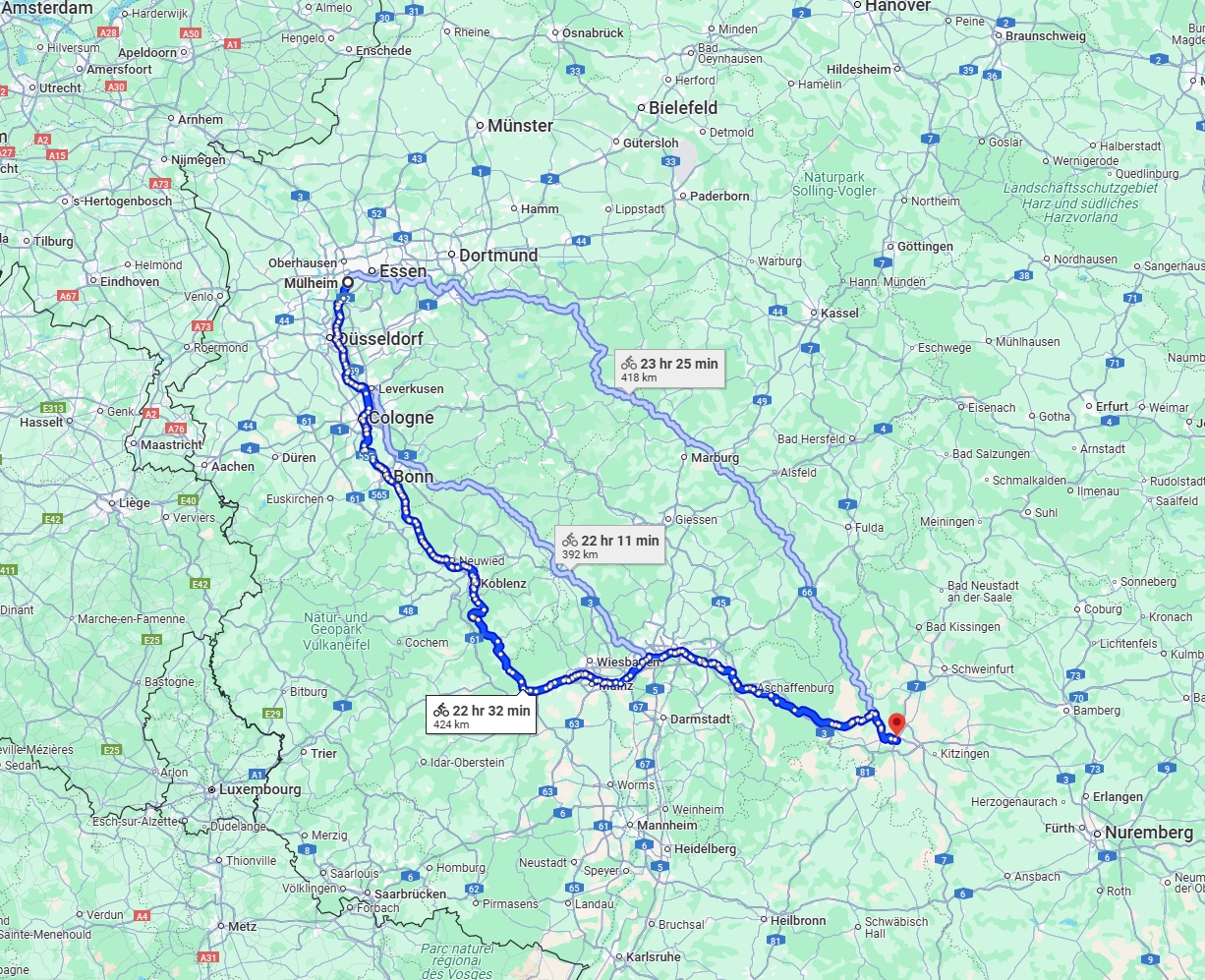 Anreise von Mülheim an der Ruhr Zu Würzburg Über 
