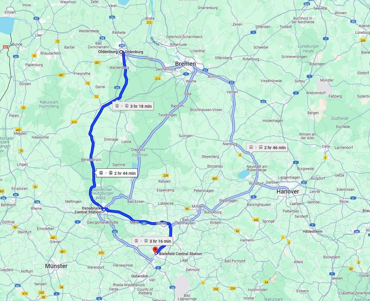 Anreise von Oldenburg Zu Bielefeld Über 
