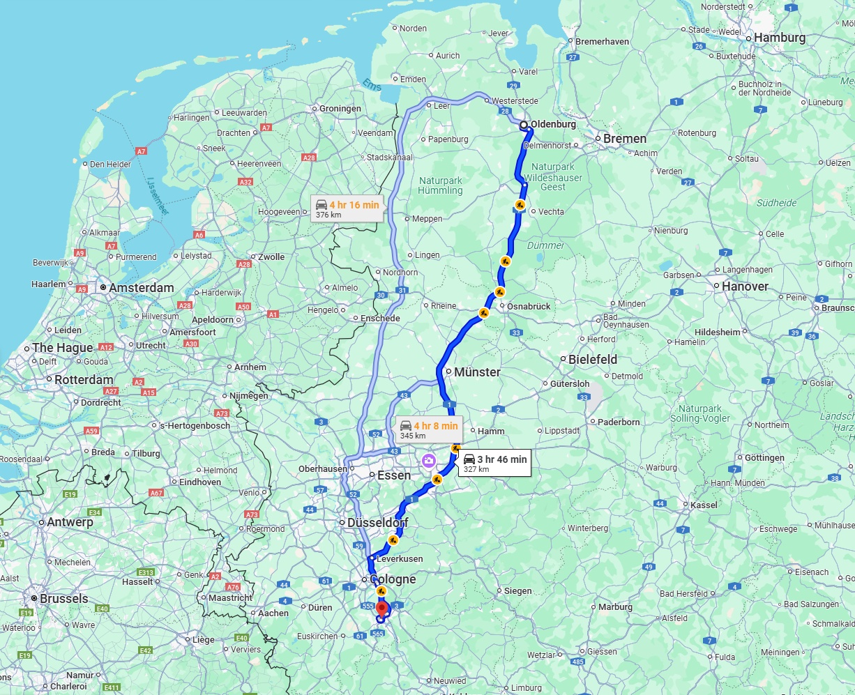 Anreise von Oldenburg Zu Bonn Über via A1
