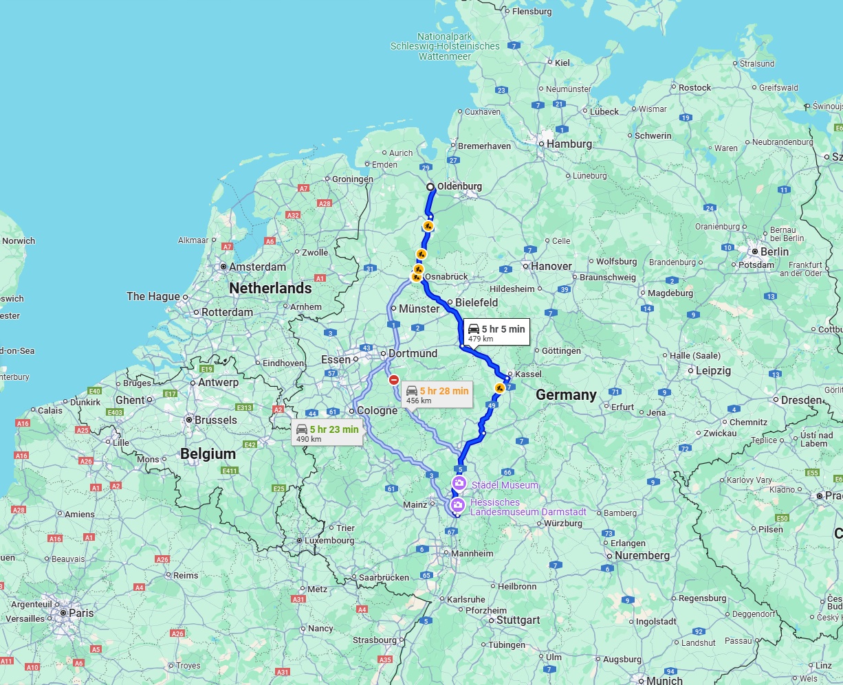 Anreise von Oldenburg Zu Darmstadt Über via A5