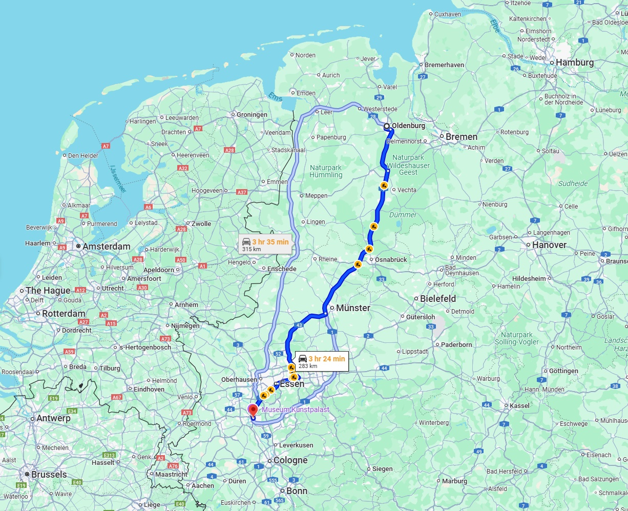 Anreise von Oldenburg Zu Düsseldorf Über via A1