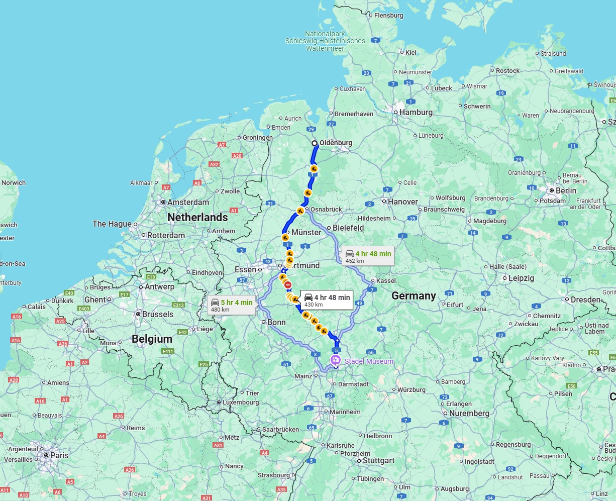 Anreise von Oldenburg Zu Frankfurt am Main Über via A1 and A45