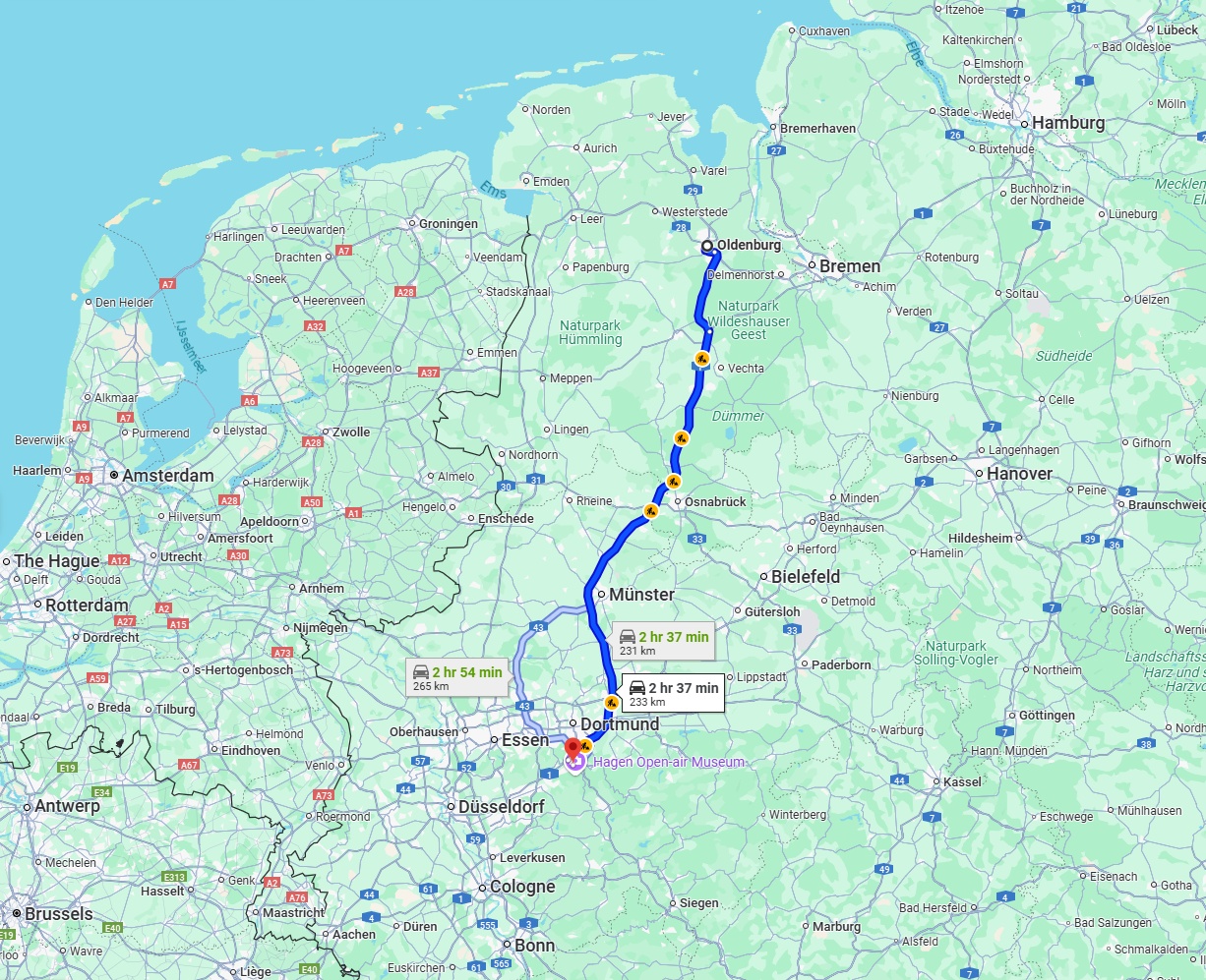 Anreise von Oldenburg Zu Hagen Über via A1