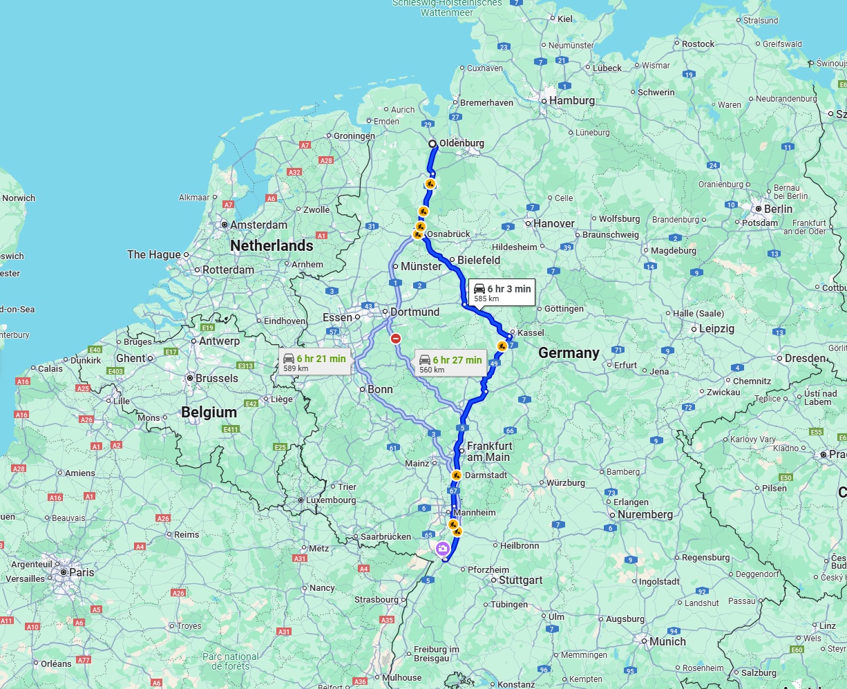 Anreise von Oldenburg Zu Karlsruhe Über via A5