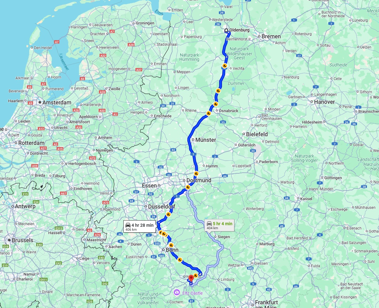 Anreise von Oldenburg Zu Koblenz Über via A1