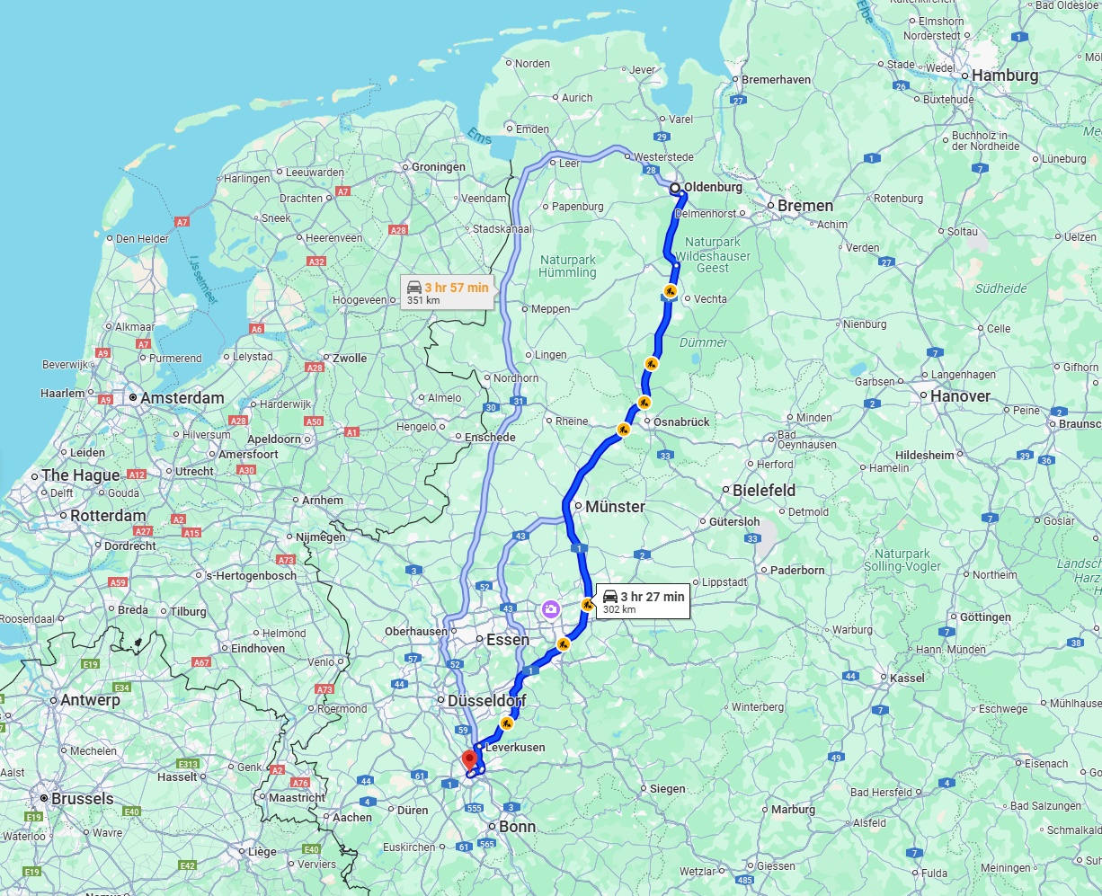 Anreise von Oldenburg Zu Köln Über via A1
