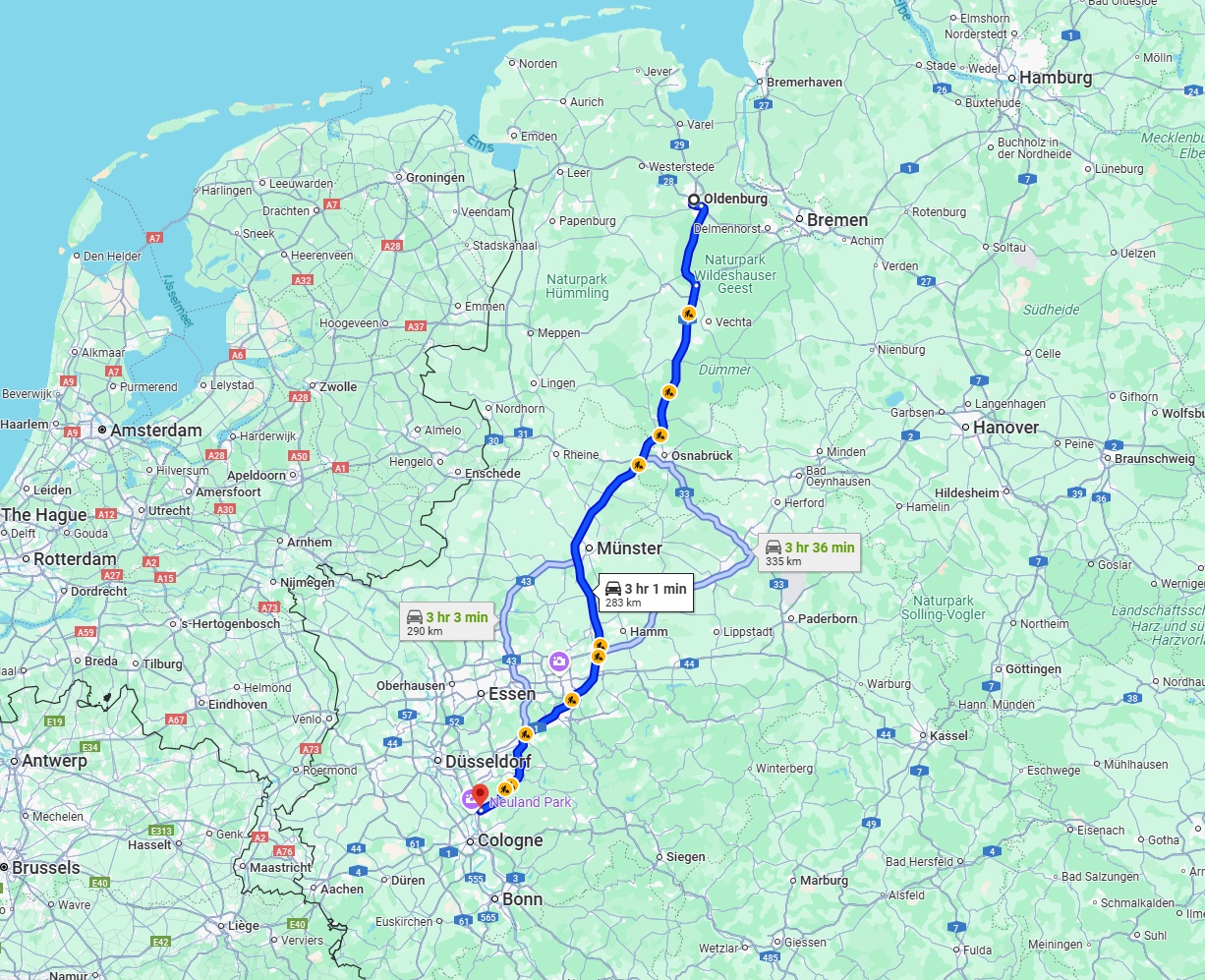Anreise von Oldenburg Zu Leverkusen Über via A1