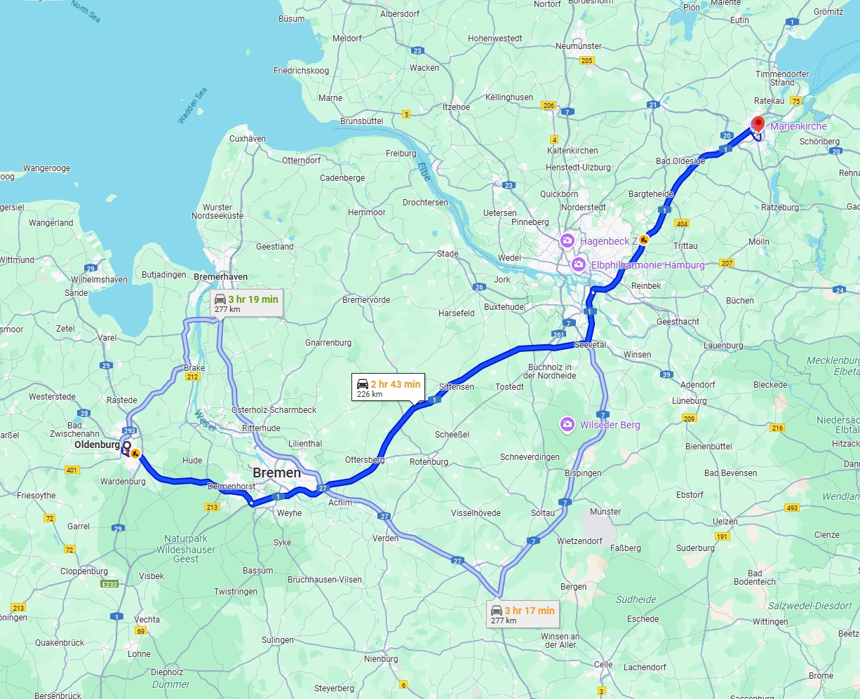 Anreise von Oldenburg Zu Lübeck Über via A1