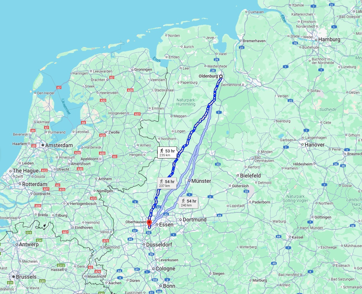 Anreise von Oldenburg Zu Mülheim an der Ruhr Über 