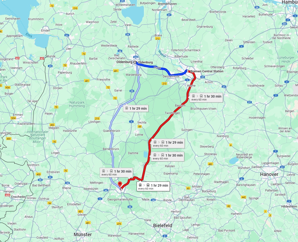 Anreise von Oldenburg Zu Osnabrück Über 