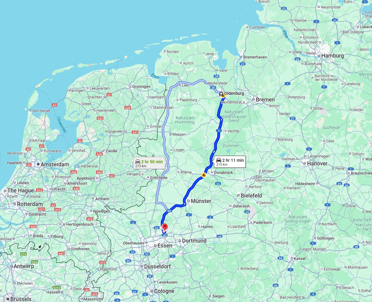 Anreise von Oldenburg Zu Recklinghausen Über via A1