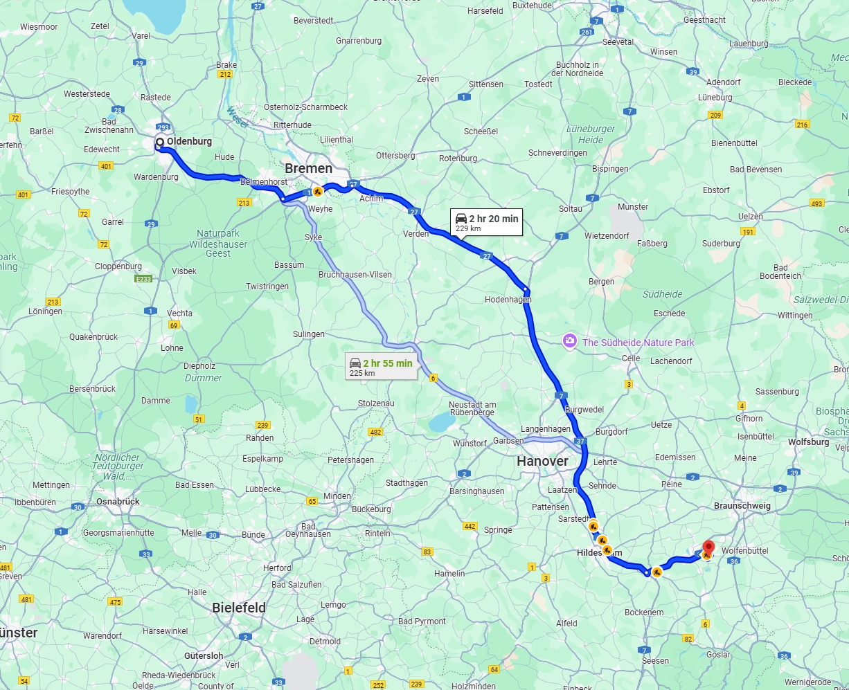 Anreise von Oldenburg Zu Salzgitter Über via A7