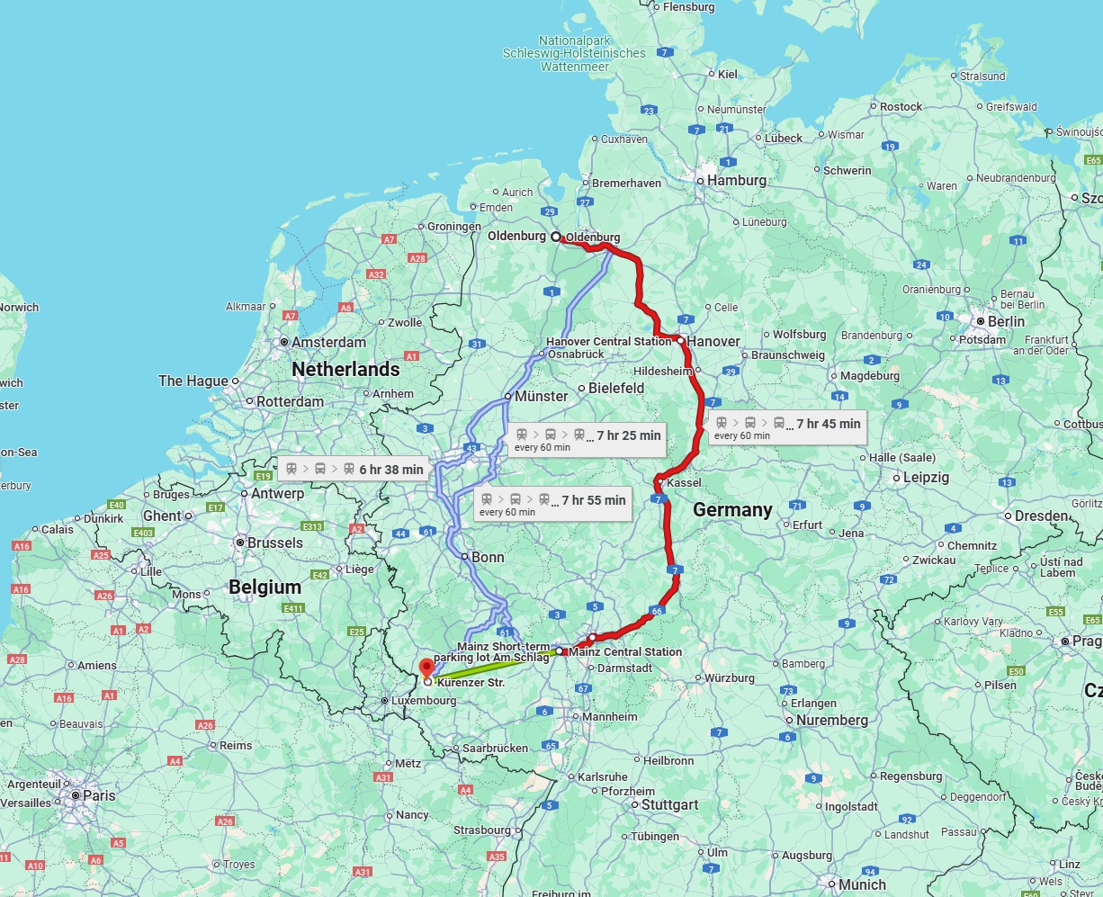 Anreise von Oldenburg Zu Trier Über 