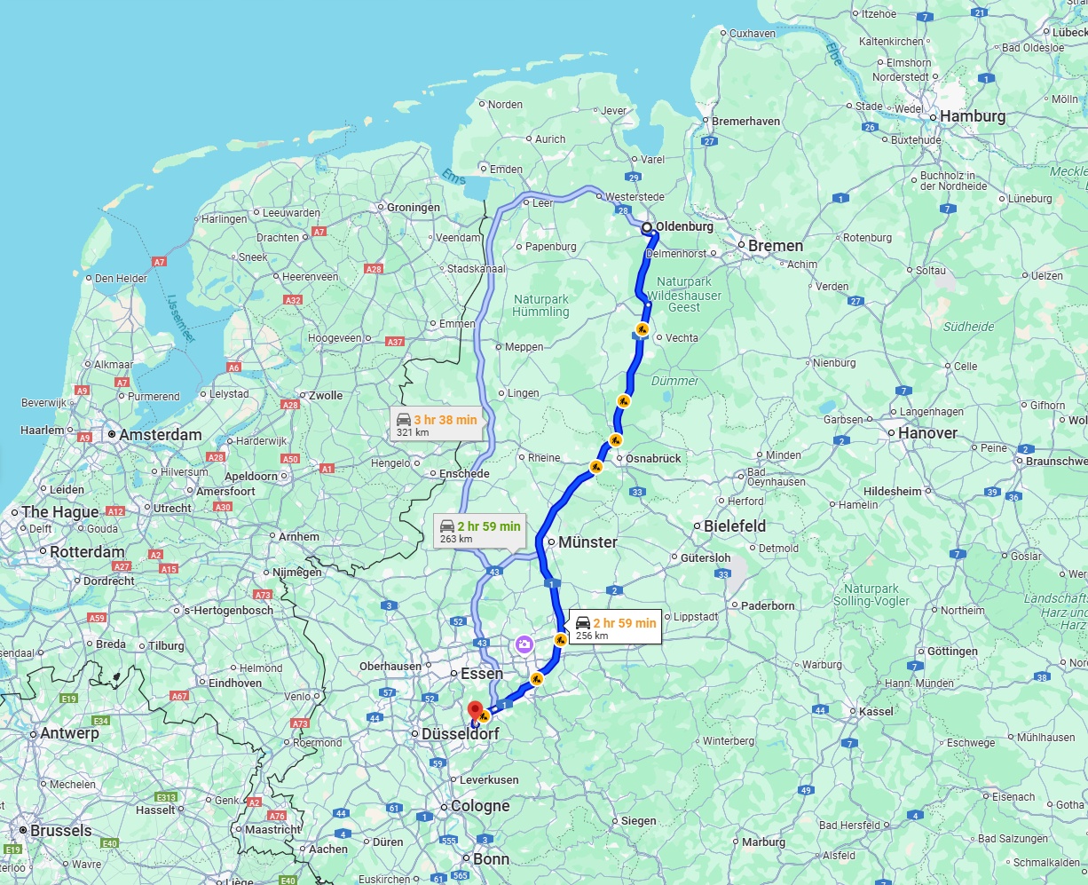 Anreise von Oldenburg Zu Wuppertal Über via A1