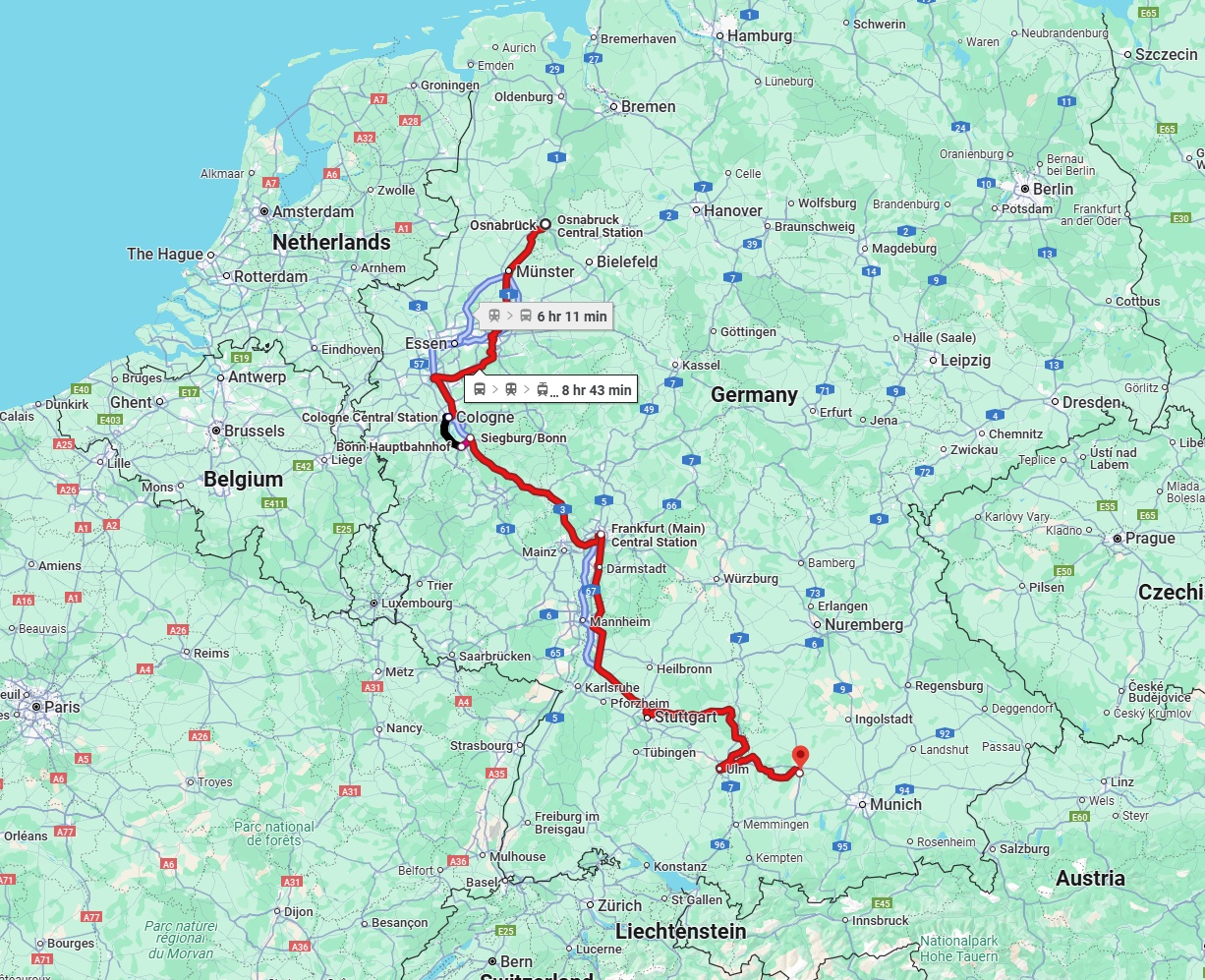 Anreise von Osnabrück Zu Augsburg Über 