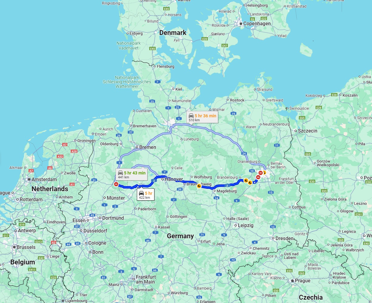 Anreise von Osnabrück Zu Berlin Über via A2