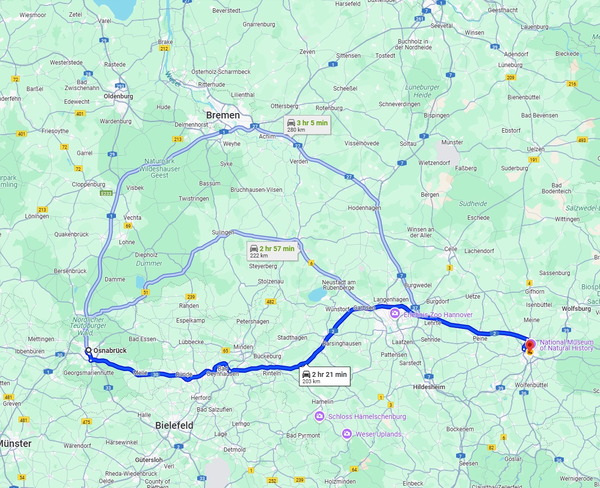 Anreise von Osnabrück Zu Braunschweig Über via A30 and A2