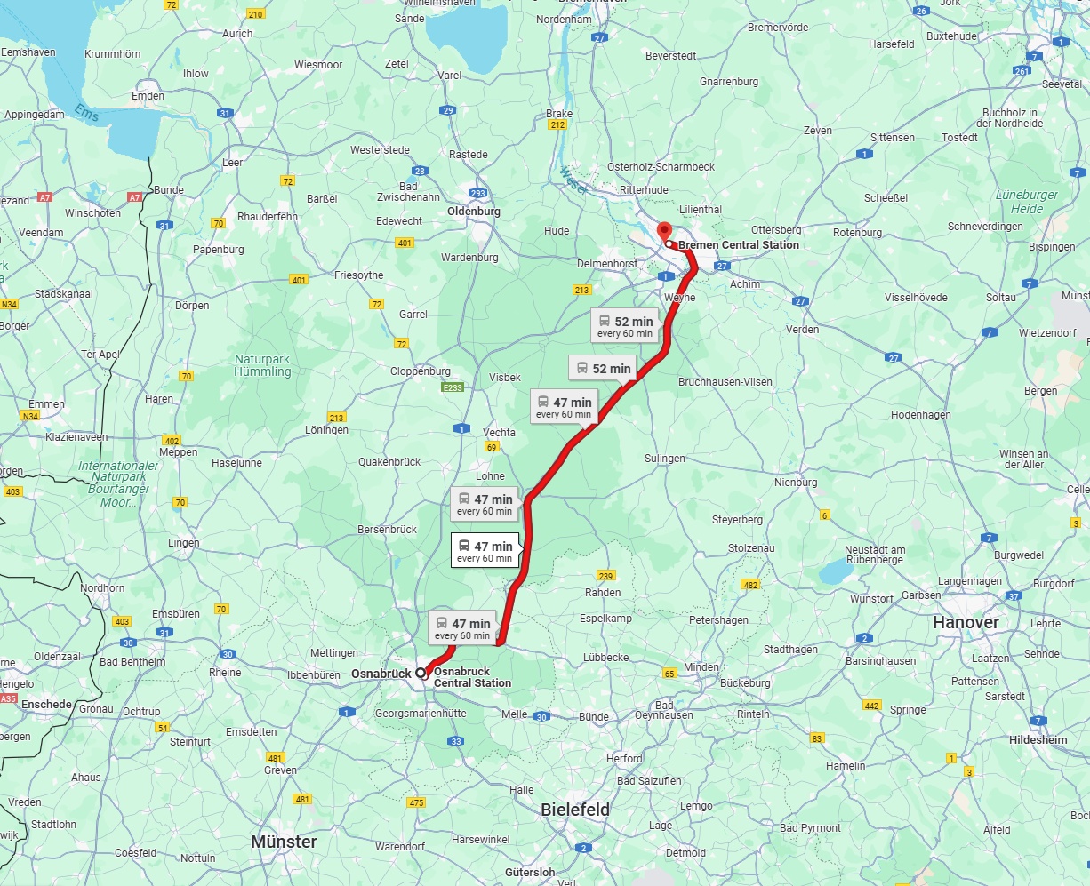 Anreise von Osnabrück Zu Bremen Über 
