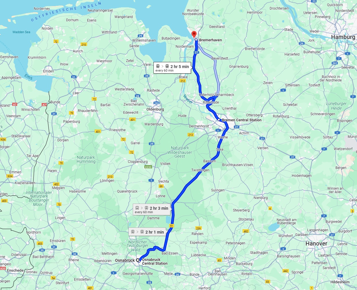 Anreise von Osnabrück Zu Bremerhaven Über 