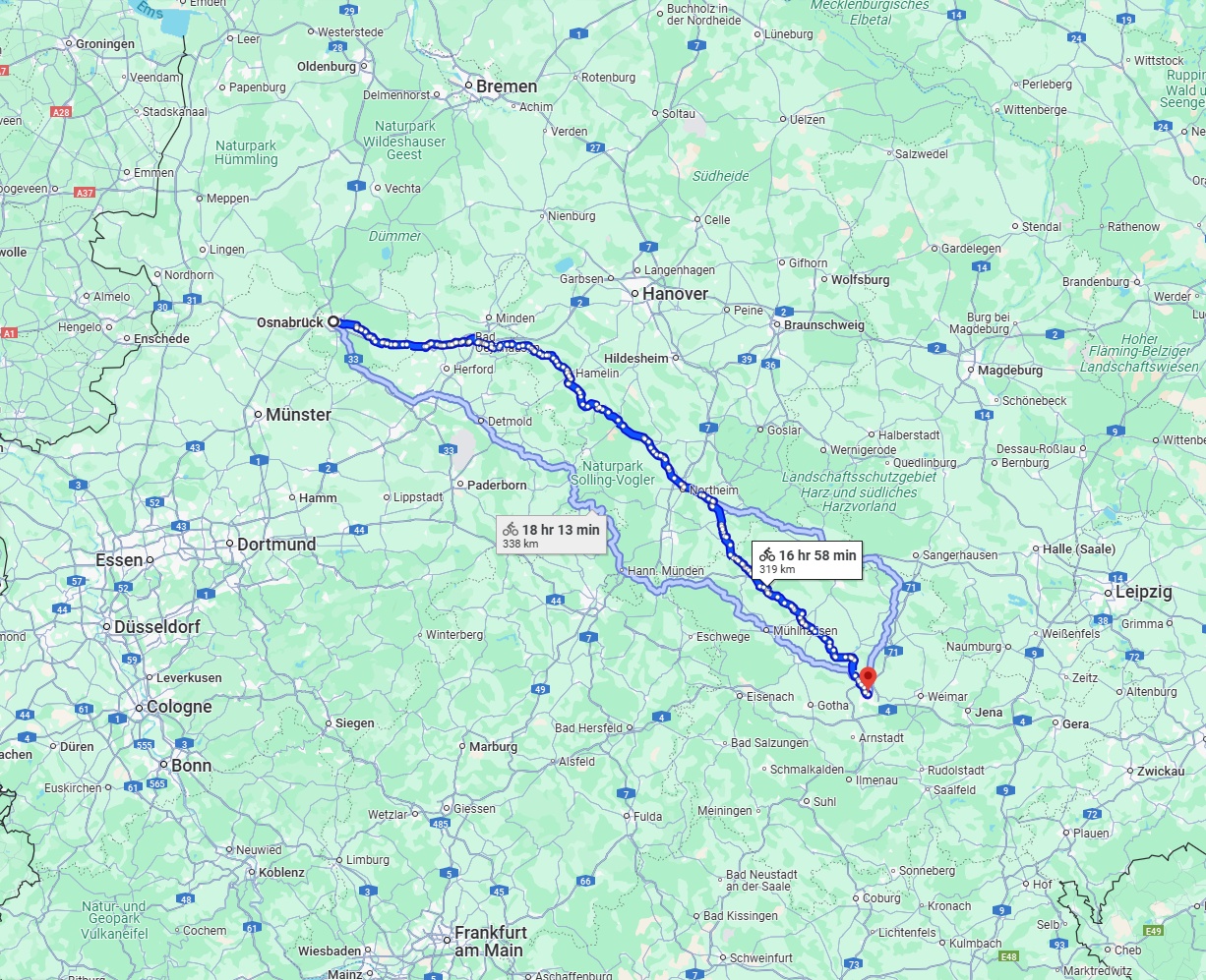 Anreise von Osnabrück Zu Erfurt Über 