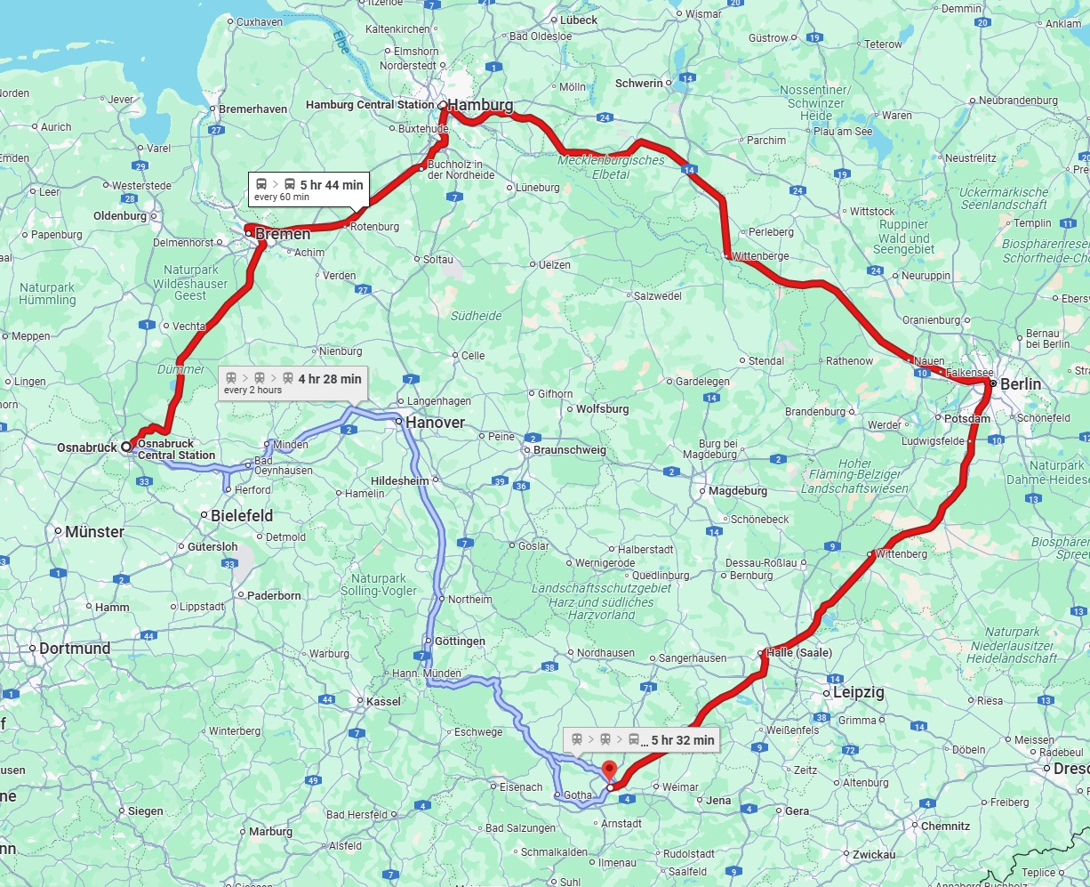 Anreise von Osnabrück Zu Erfurt Über 