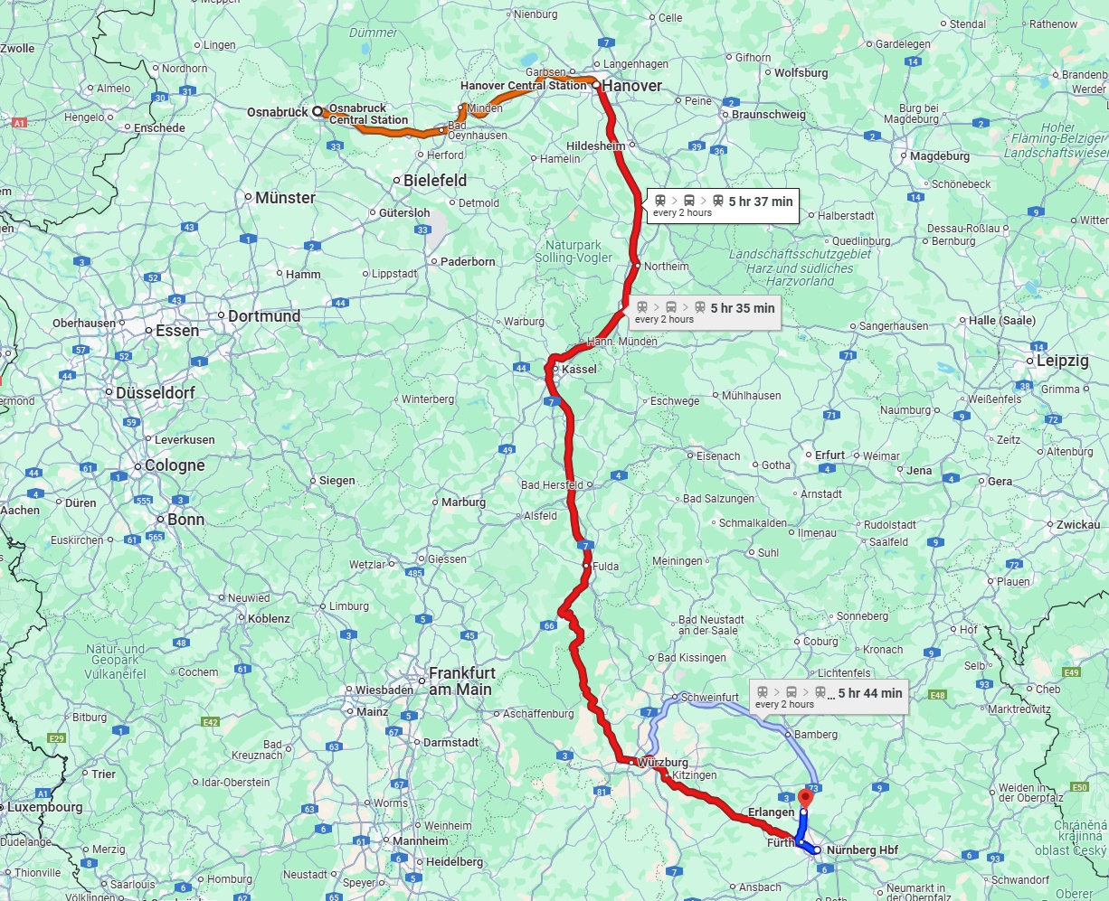 Anreise von Osnabrück Zu Erlangen Über 