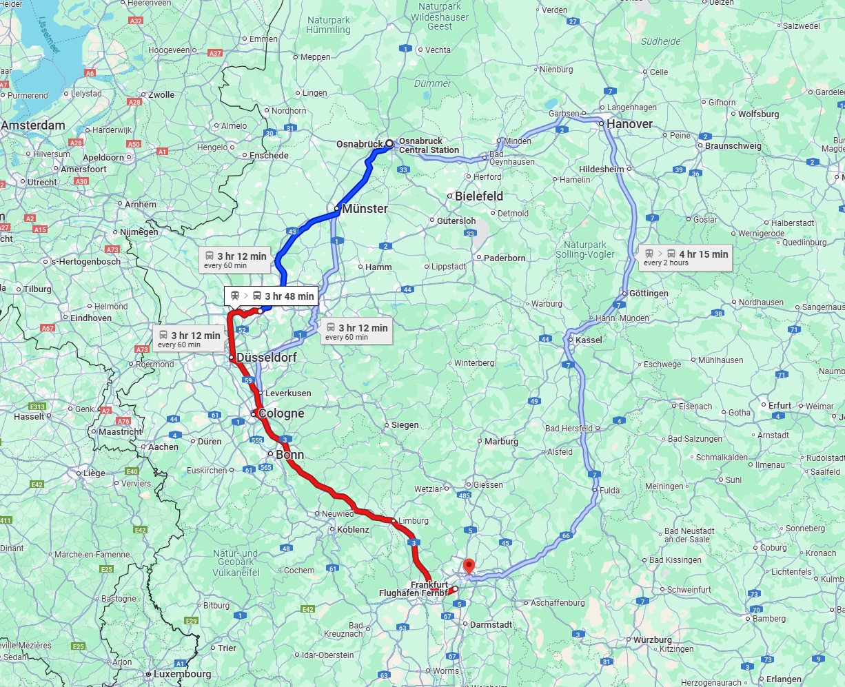 Anreise von Osnabrück Zu Frankfurt am Main Über 