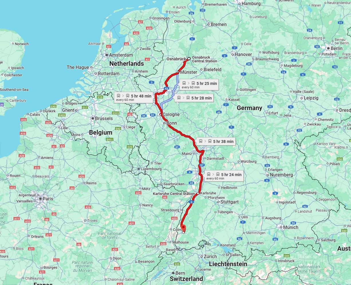 Anreise von Osnabrück Zu Freiburg im Breisgau Über 