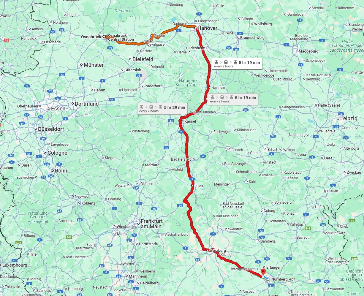 Anreise von Osnabrück Zu Fürth Über 
