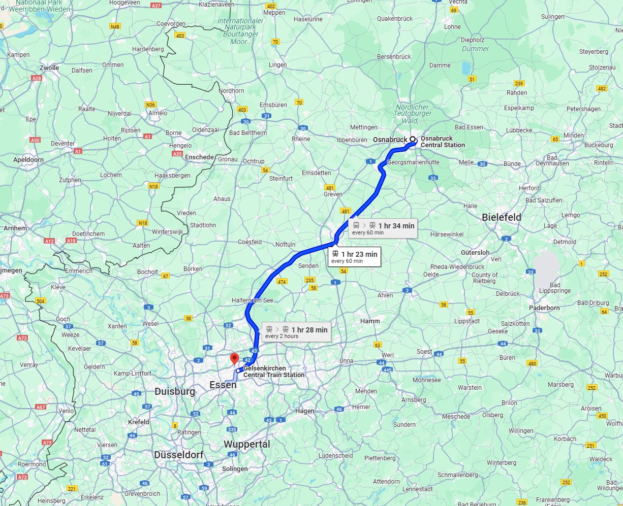Anreise von Osnabrück Zu Gelsenkirchen Über 