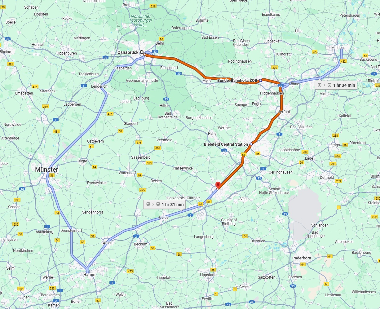 Anreise von Osnabrück Zu Gütersloh Über 