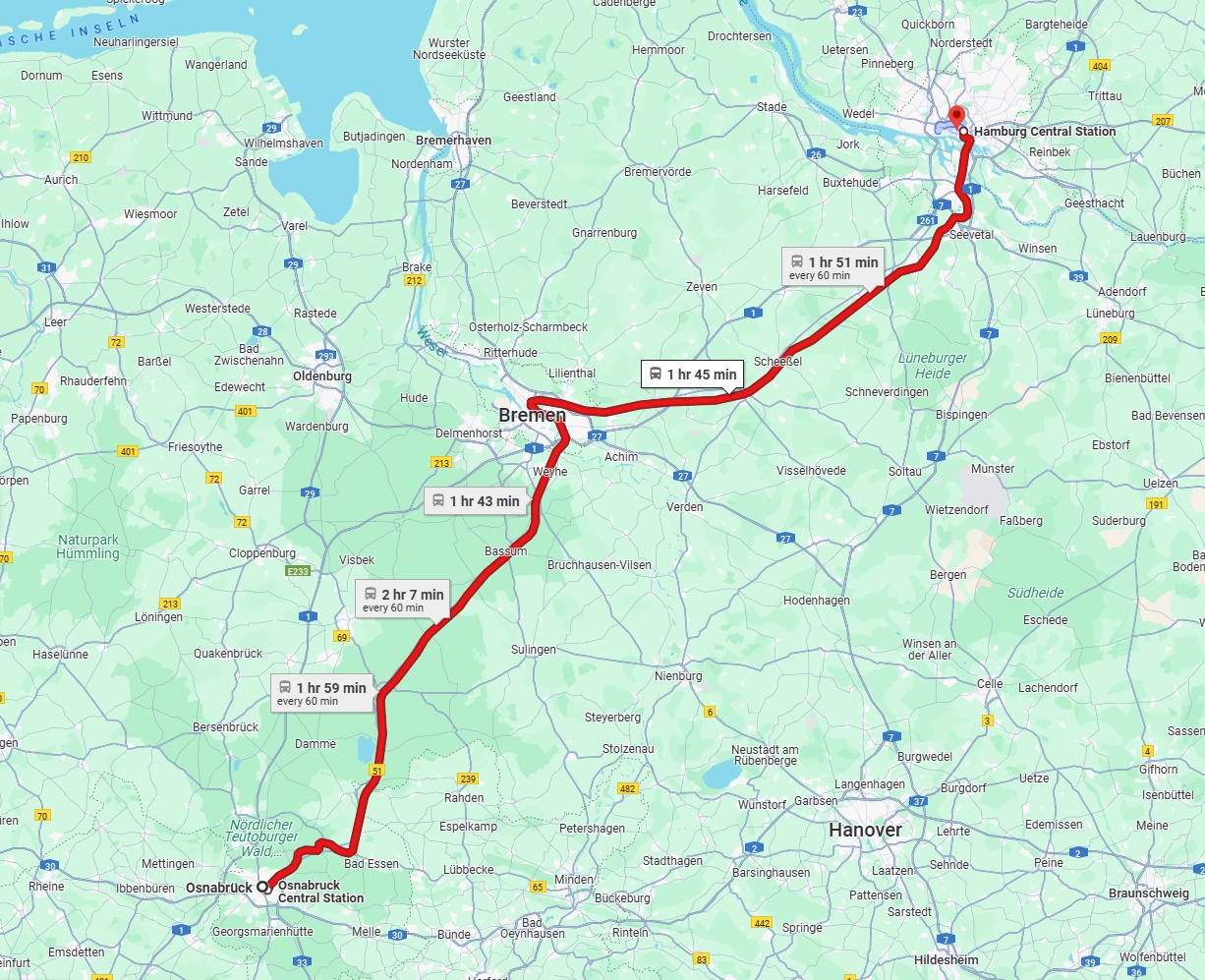 Anreise von Osnabrück Zu Hamburg Über 