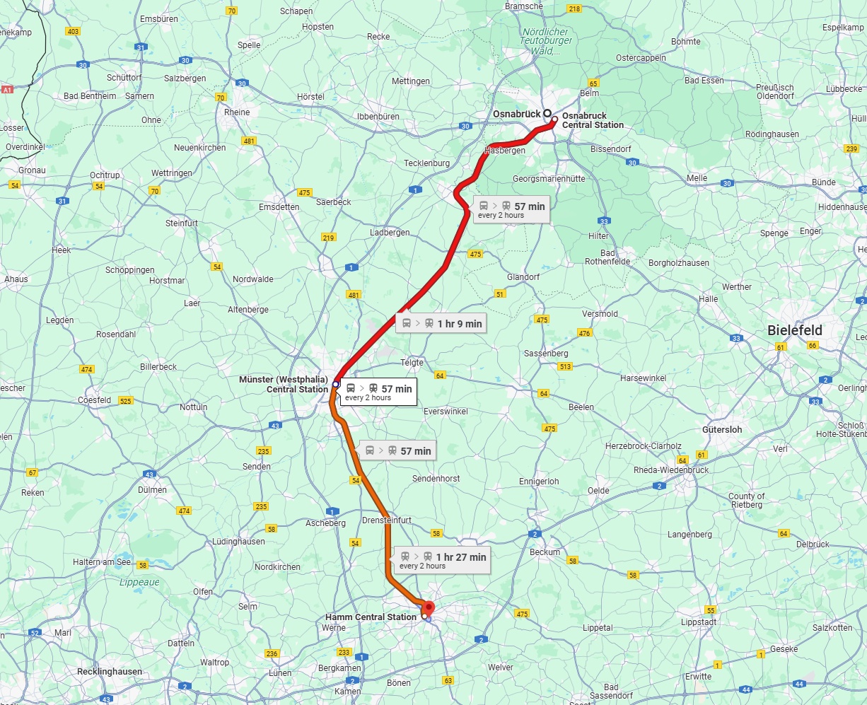 Anreise von Osnabrück Zu Hamm Über 