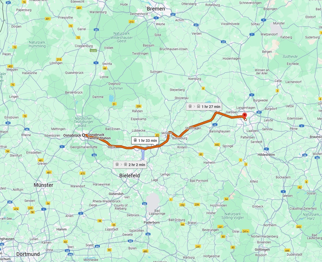 Anreise von Osnabrück Zu Hannover Über 