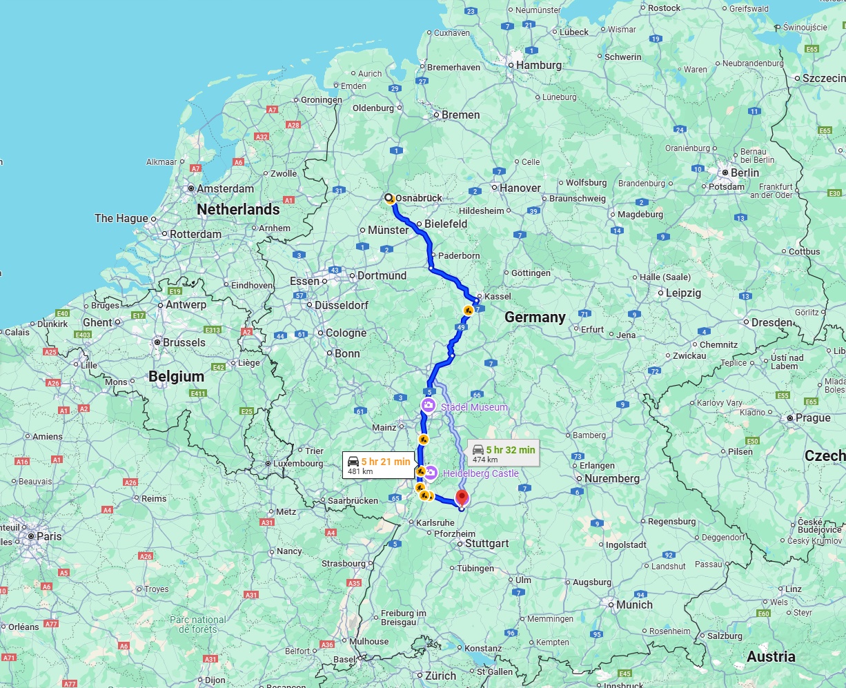 Anreise von Osnabrück Zu Heilbronn Über via A5