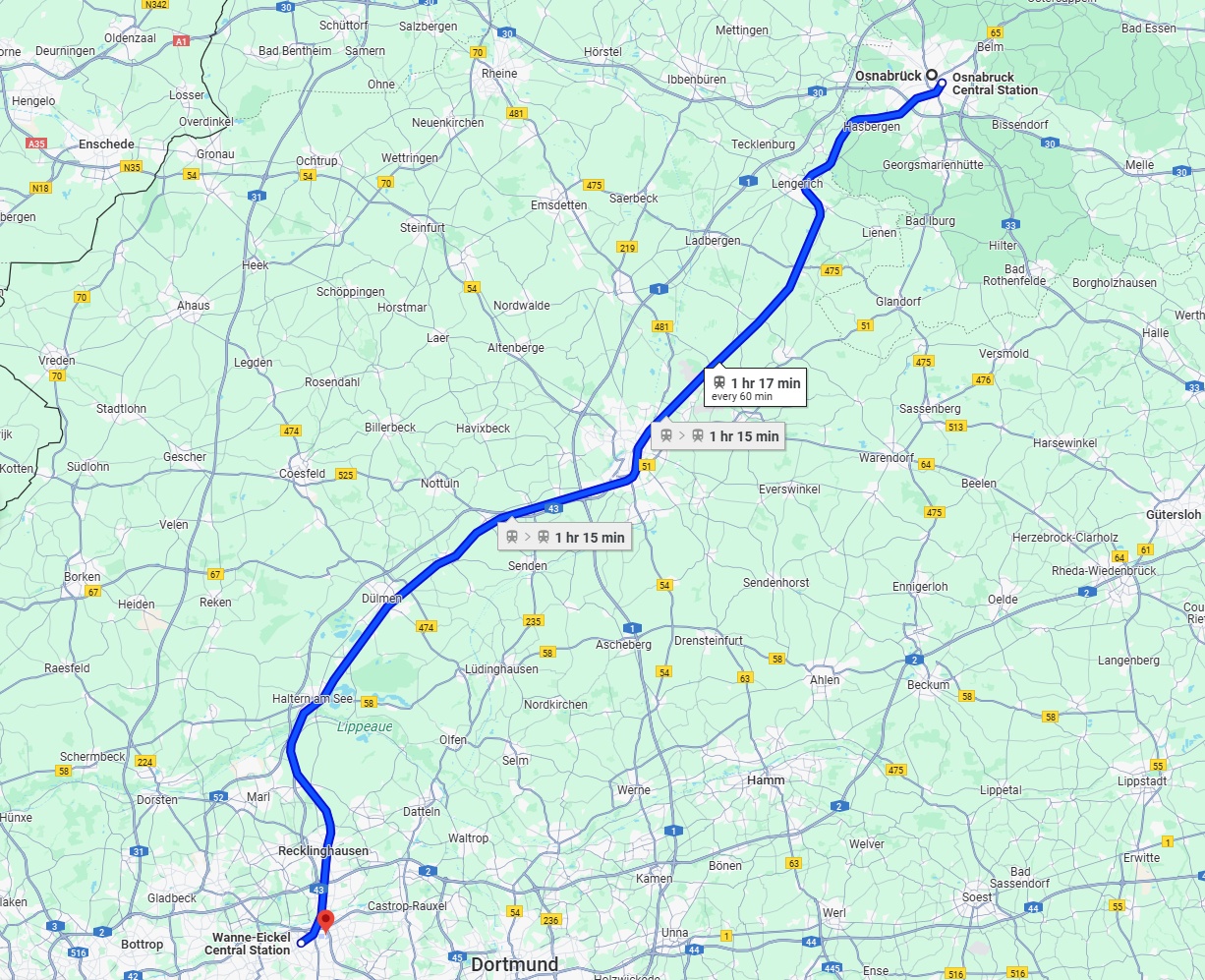 Anreise von Osnabrück Zu Herne Über 