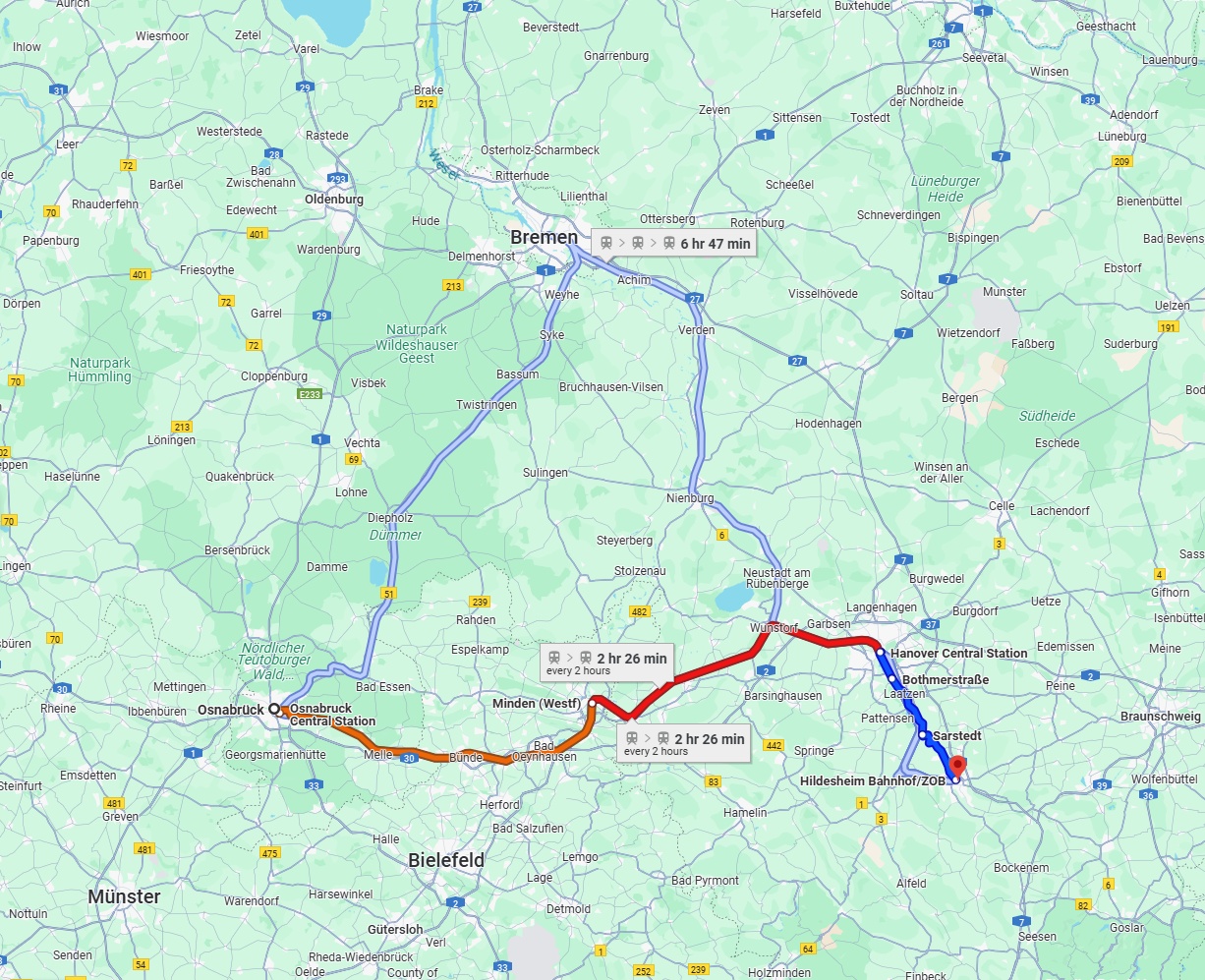 Anreise von Osnabrück Zu Hildesheim Über 