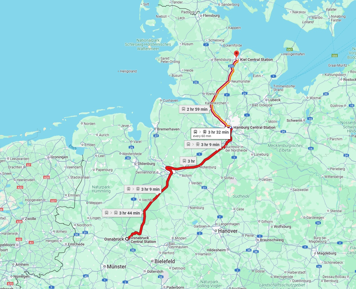 Anreise von Osnabrück Zu Kiel Über 