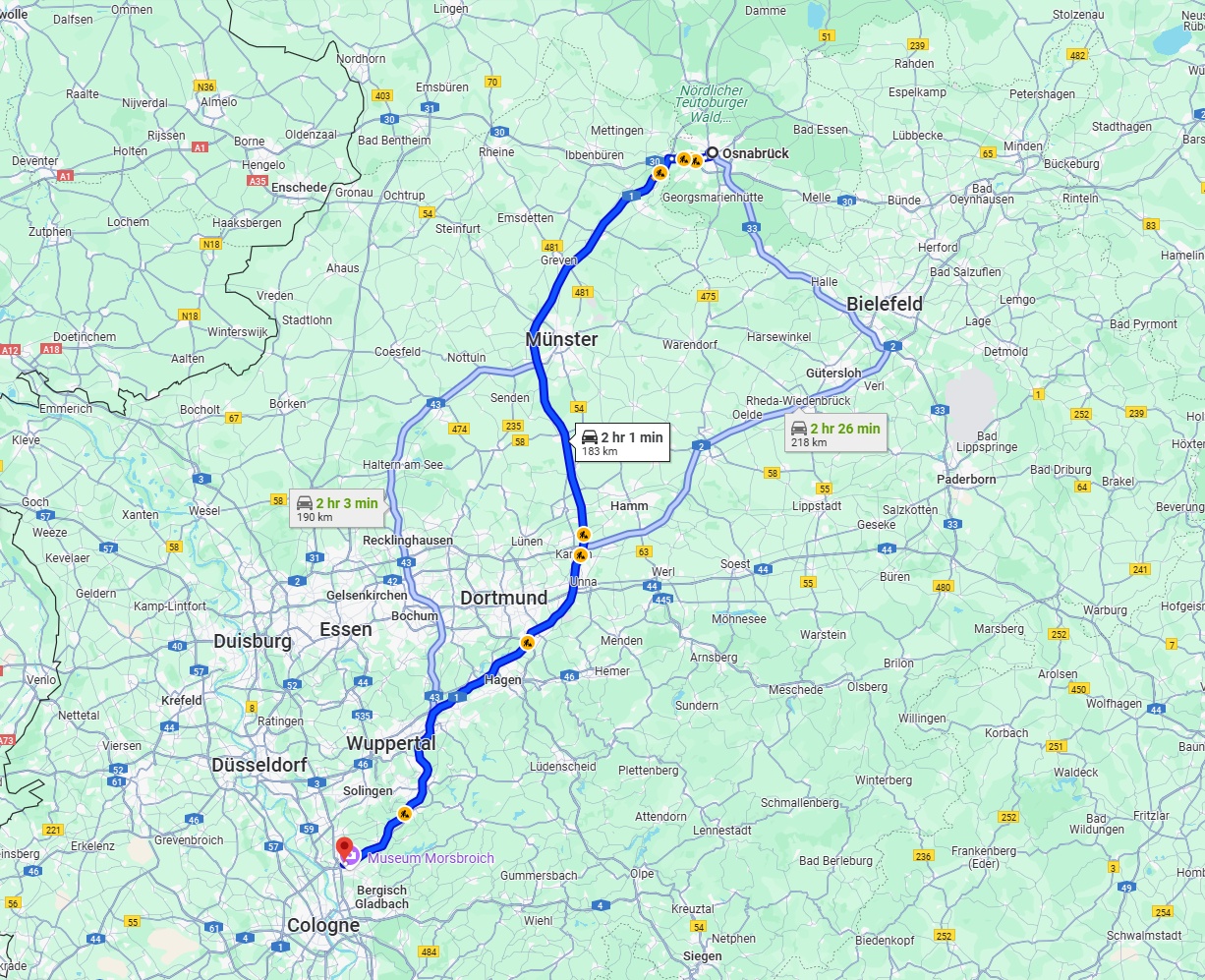 Anreise von Osnabrück Zu Leverkusen Über via A1