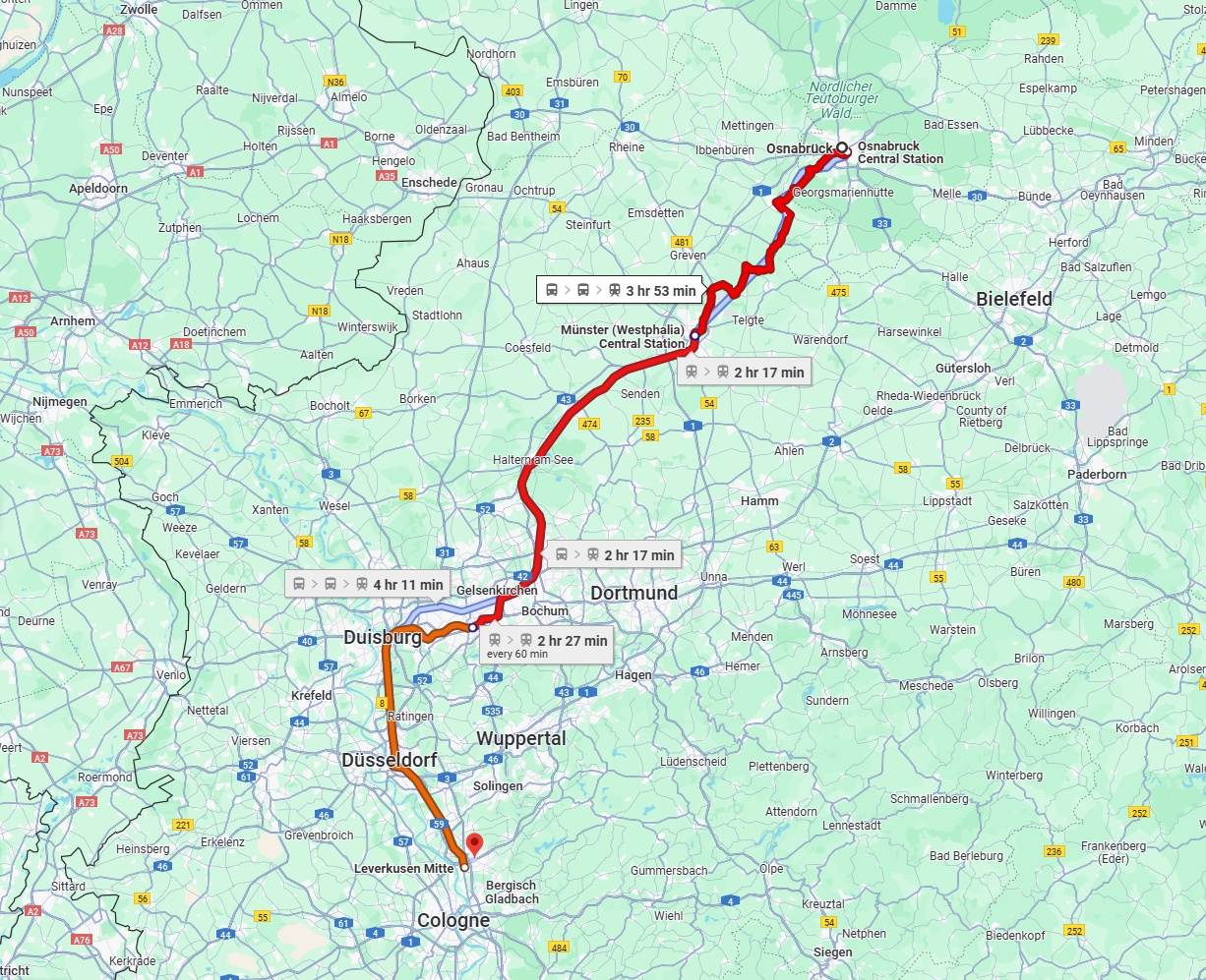 Anreise von Osnabrück Zu Leverkusen Über 