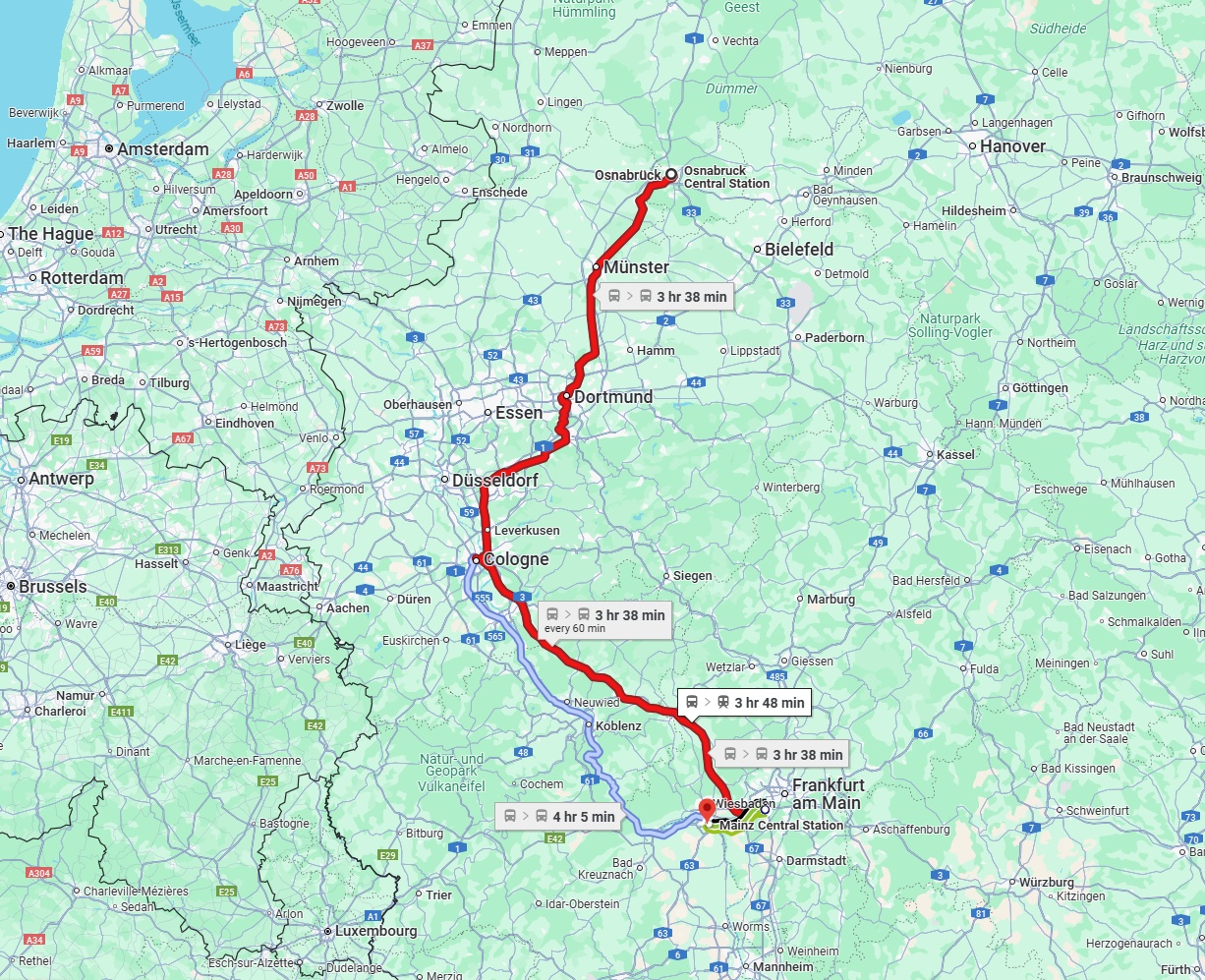 Anreise von Osnabrück Zu Mainz Über 