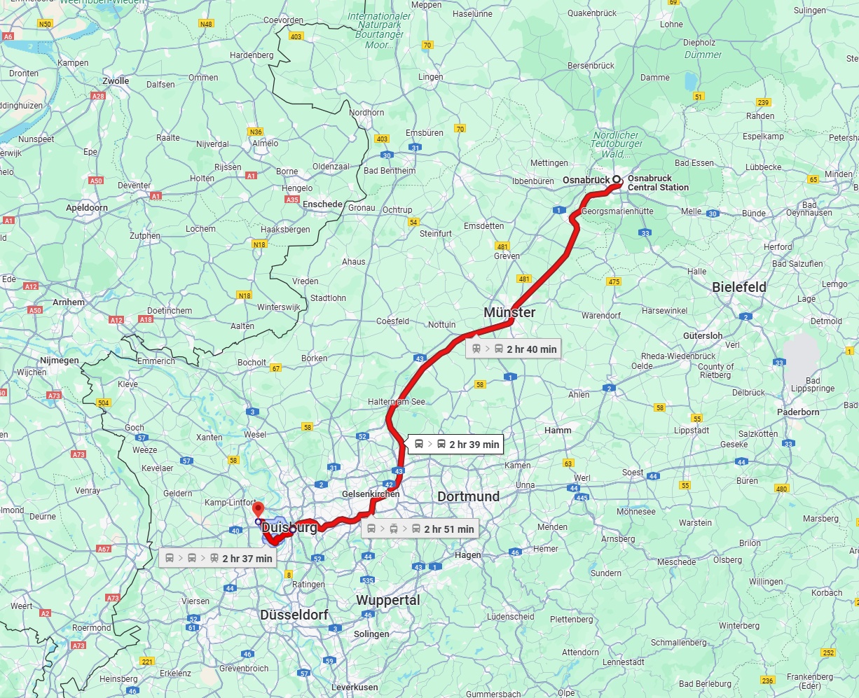 Anreise von Osnabrück Zu Moers Über 