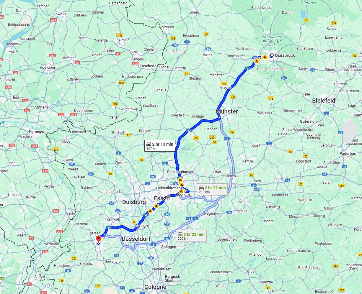 Anreise von Osnabrück Zu Mönchengladbach Über via A43