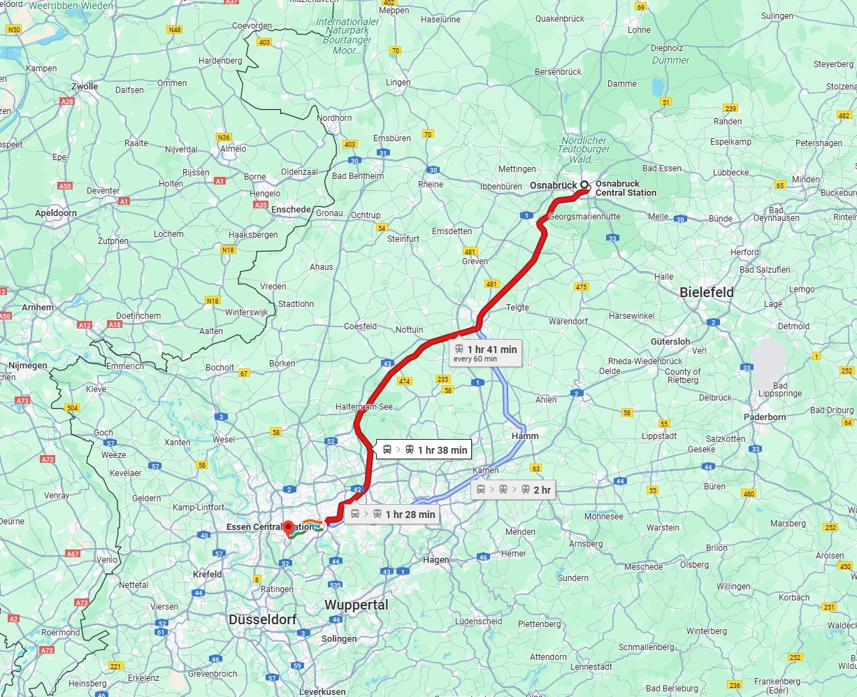 Anreise von Osnabrück Zu Mülheim an der Ruhr Über 