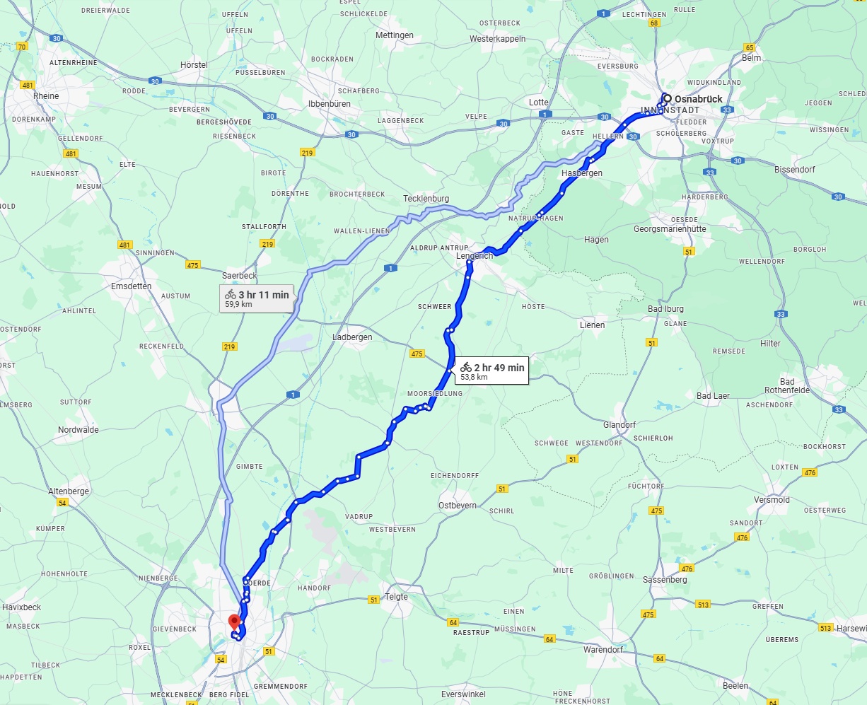 Anreise von Osnabrück Zu Münster Über 
