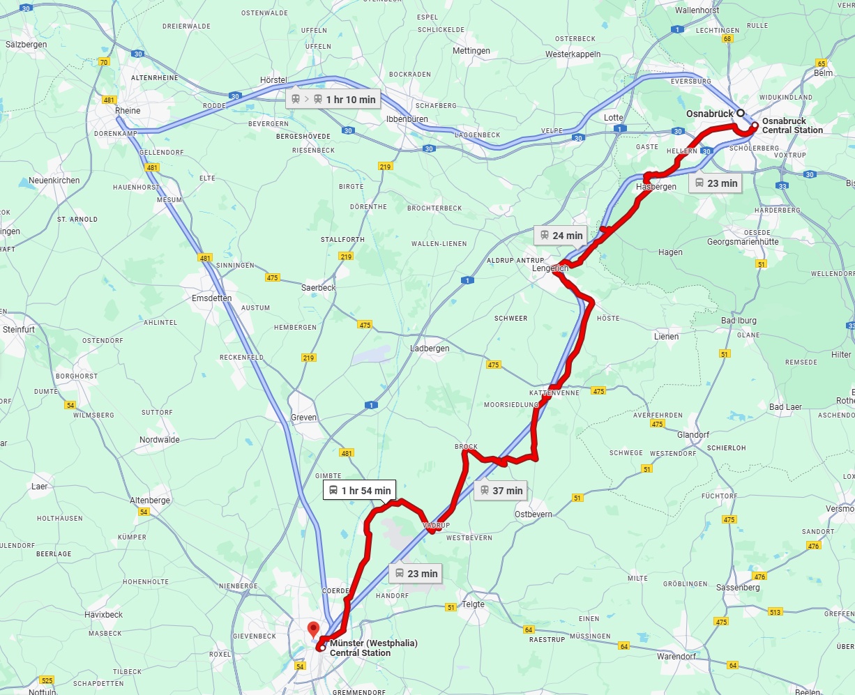 Anreise von Osnabrück Zu Münster Über 