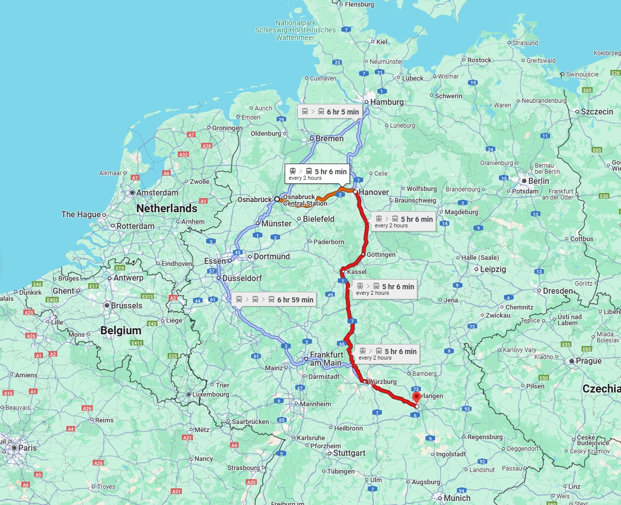 Anreise von Osnabrück Zu Nürnberg Über 