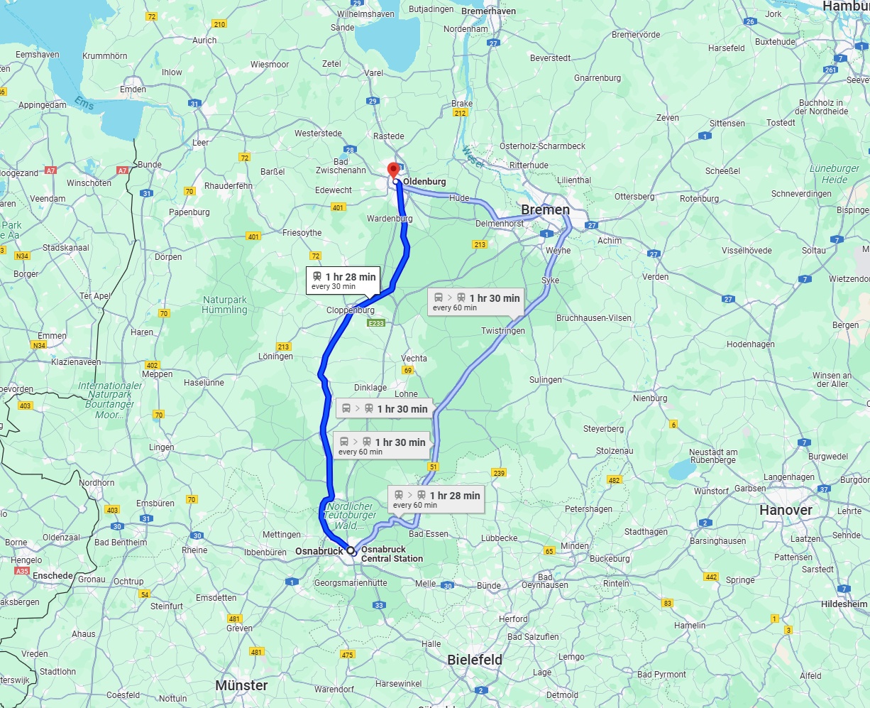 Anreise von Osnabrück Zu Oldenburg Über 