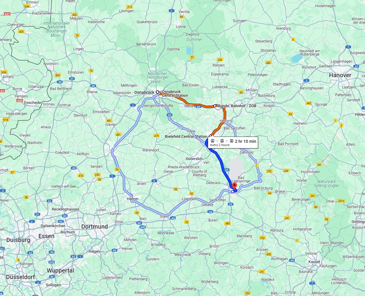 Anreise von Osnabrück Zu Paderborn Über 