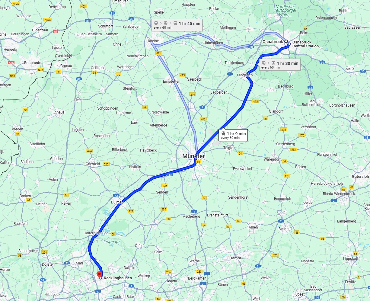 Anreise von Osnabrück Zu Recklinghausen Über 